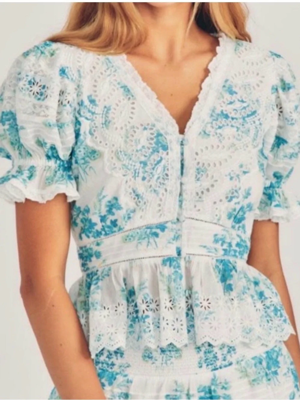 LoveShackFancy Annalee cotton top Sz L P2P 18